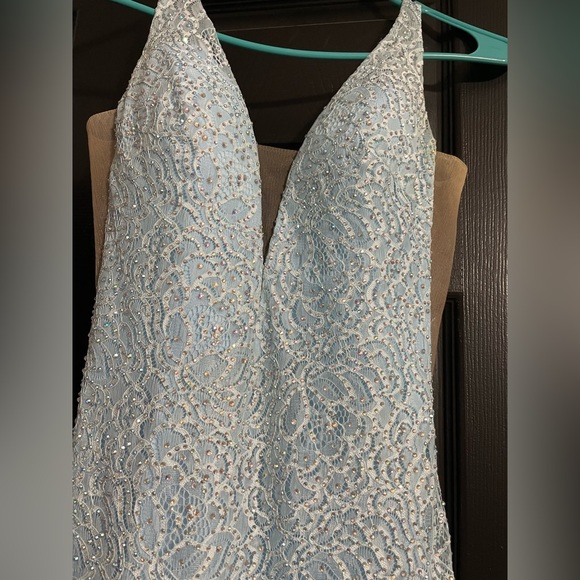 Vienna Blue Swarovski Crystal Prom Dress - Picture 3 of 11